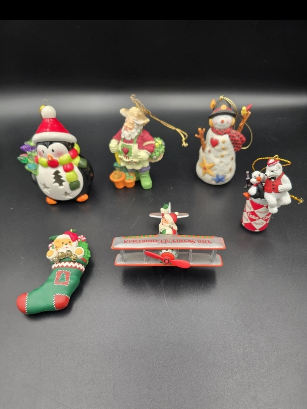 Coca Cola Red White Green Mini Holiday Ornaments Set